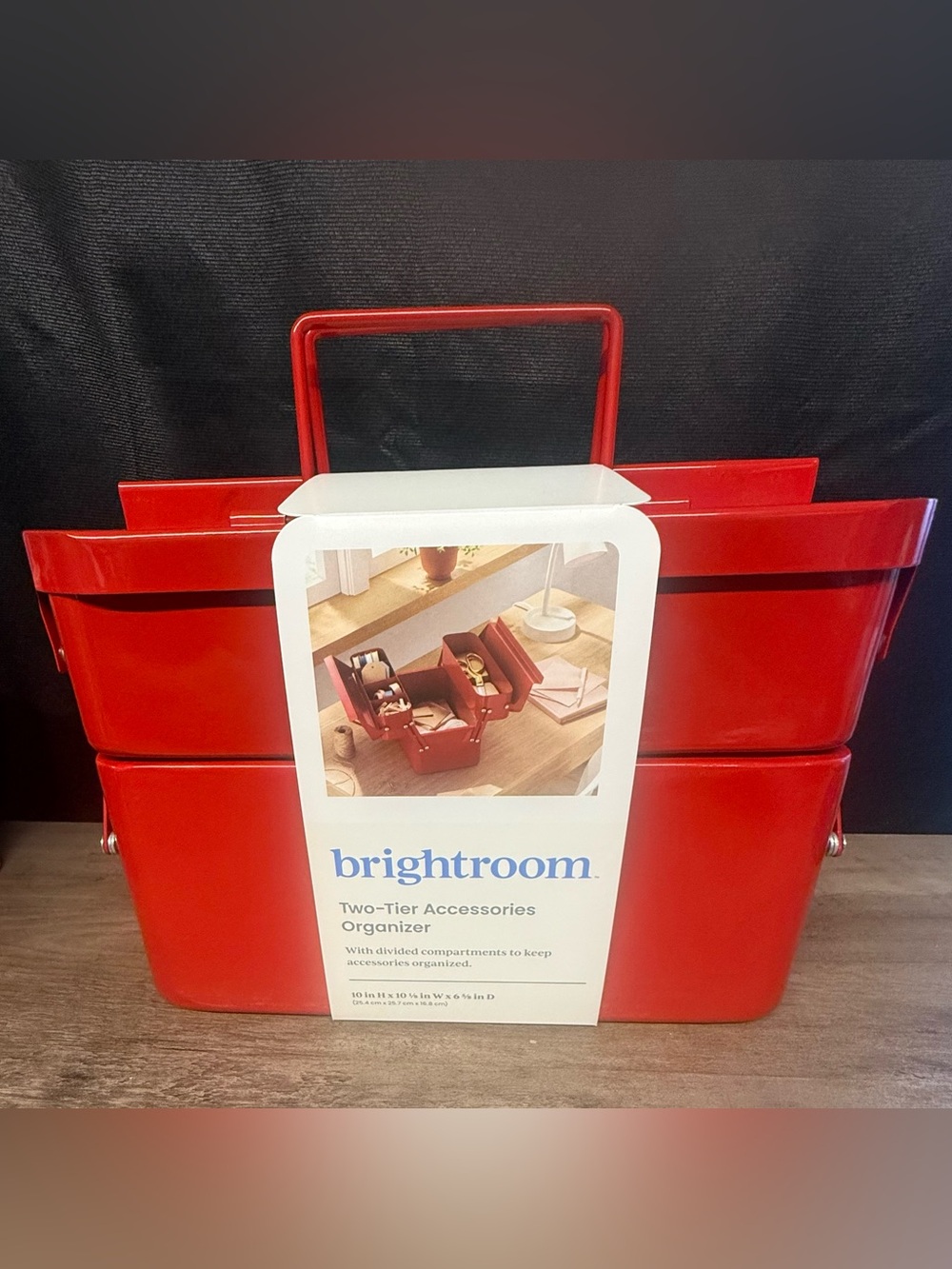 Brightroom 2-Tier Accessories Organizer Red Metal Multiple Compartments
